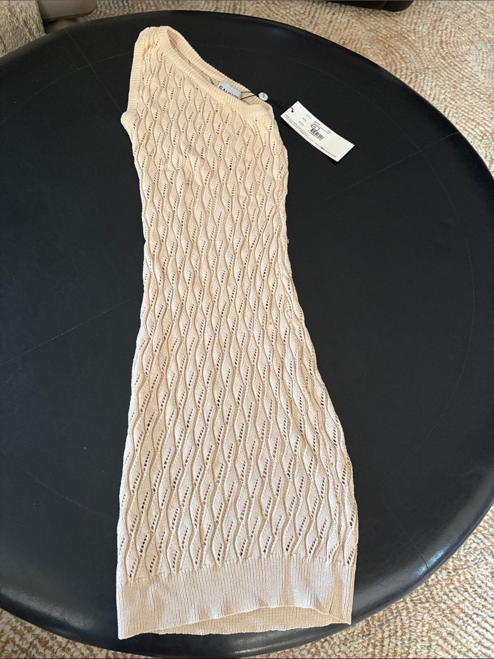 One shoulder Beige Knit Midi Dress by SNDYS